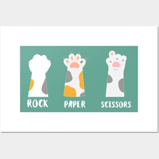 Rock Paper Scissors Hand Game Cute Paw Funny Cat Posters and Art